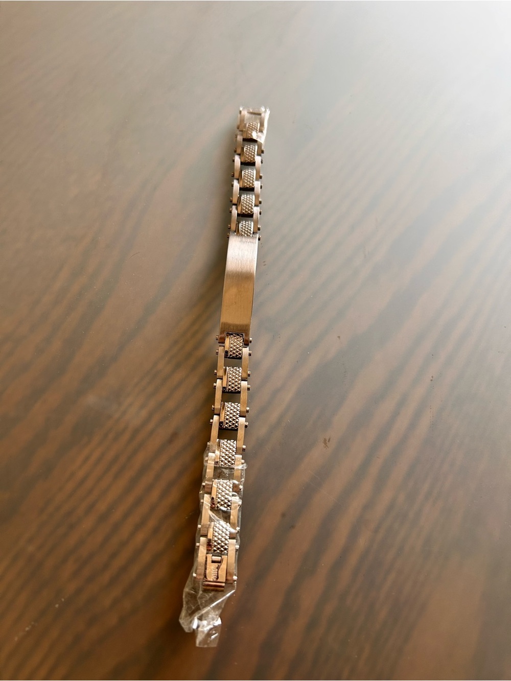 Silver Link Bracelet - Textured Metal Chain
